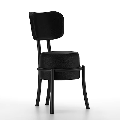 Modern Black Upholstered Single Chair With Curved Backrest And Sturdy Metal Legs 3d model