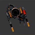Game And Movie Character Detailed Sci Fi Robot With Mechanical Armor Orange Black Joints