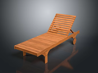 Wooden Lounge Chair With Slatted Back And Seat For Outdoor Patio Relaxation 3d model