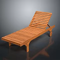 Wooden Lounge Chair With Slatted Back And Seat For Outdoor Patio Relaxation