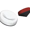 Modern Round Lazy Sofa In White And Red With Black Base Design