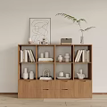 Nordic Style Bookcase Low Cabinet 3d model