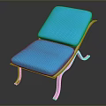 Blue Contemporary Lounge Chair With Upholstered Cushion And Silver Metal Frame