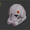Futuristic White Helmet With Red Circular Accents Side Components And Bottom Breathing Tubes
