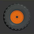 Durable Car Tire With Deep Tread Pattern And Orange Inner Structure Design 3d model
