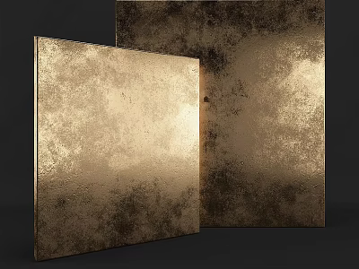 Vintage Metal Decorative Panels With Golden Black Distressed Texture And Shiny Surface 3d model