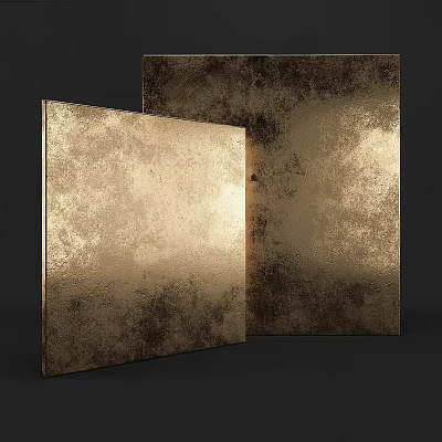 Vintage Metal Decorative Panels With Golden Black Distressed Texture And Shiny Surface 3d model