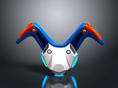 Modern Household Utility Tool With Blue Orange Handles And White Body Glowing Details 3d model