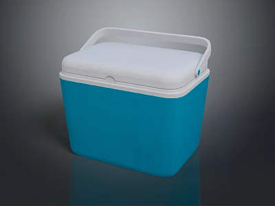 Blue Insulated Cooler Box With White Lid And Handle For Portable Storage 3d model