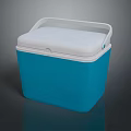 Blue Insulated Cooler Box With White Lid And Handle For Portable Storage