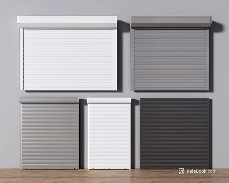 White Gray And Dark Gray Roller Blinds With Simple Designs For Home Use 3d model 