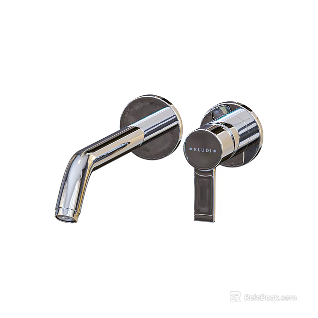 Modern Wall Mounted Faucet with Silver Finish Sleek Design and Smooth Surface 3d model 