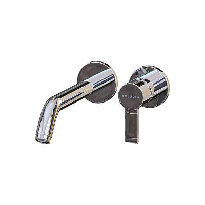 Modern Wall Mounted Faucet with Silver Finish Sleek Design and Smooth Surface 3d model