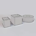 Brown Storage Containers With Square Round Shapes And White Bases Design 3d model