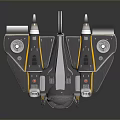 Futuristic Metallic Spaceship With Silver Gold Accents Sleek Aerodynamic Design