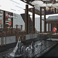 Traditional Chinese Opera Stage With Classic Architectural Elements And Performers In Costumes