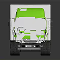 Green Cab 3D Truck Model Featuring White Cargo Box And Black Wheels