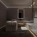 SPA Sauna Interior Design With Massage Bed Marble Bathtub And Modern Lighting Elements