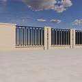 Contemporary Stone Wall With Black Metal Railings And Entrance Gate Design