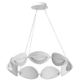 Modern Circular Chandelier With White Translucent Shades And Silver Metallic Frame 3d model