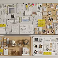 Organized Musical Instruments And Art Supplies On Creative Office Inspiration Board With Notes And