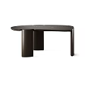 Modern Minimalist Coffee Table With Wooden Top And Dark Cylindrical Legs Design