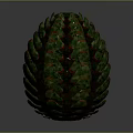 Biological Inspired Pinecone Sculpture With Iridescent Scales And Metallic Green Finish
