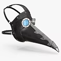 Black Leather Plague Doctor Mask With Long Beak And Glass Lens