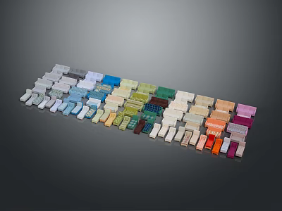 Various Colored Furniture Blocks Arranged In Decorative Display For Home Design 3d model