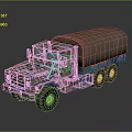 Military Truck With Camouflage Paint And Canvas Covered Cargo Area