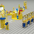 Claw Machine With Yellow Stuffed Toys Transparent Cabinets Cartoon Characters And Prize Out Slots