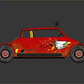 Red Off Road Car With Stylish Eagle Graphics On Body And Roof Lights