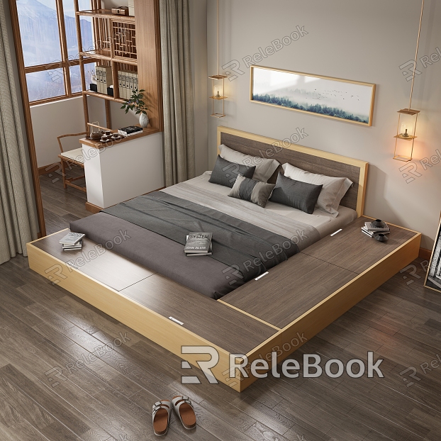 Japanese-style bedroom tatami bed combination model