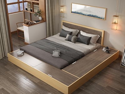 Japanese-style bedroom tatami bed combination model