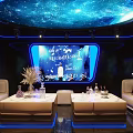 Luxurious KTV Room Interior With Starry Ceiling Sofas And Wine Shelves 3d model