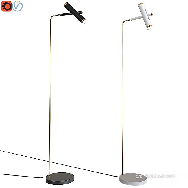 Sleek Modern Floor Lamp With Adjustable Arm And Metallic Stand 3d model