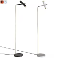 Sleek Modern Floor Lamp With Adjustable Arm And Metallic Stand 3d model