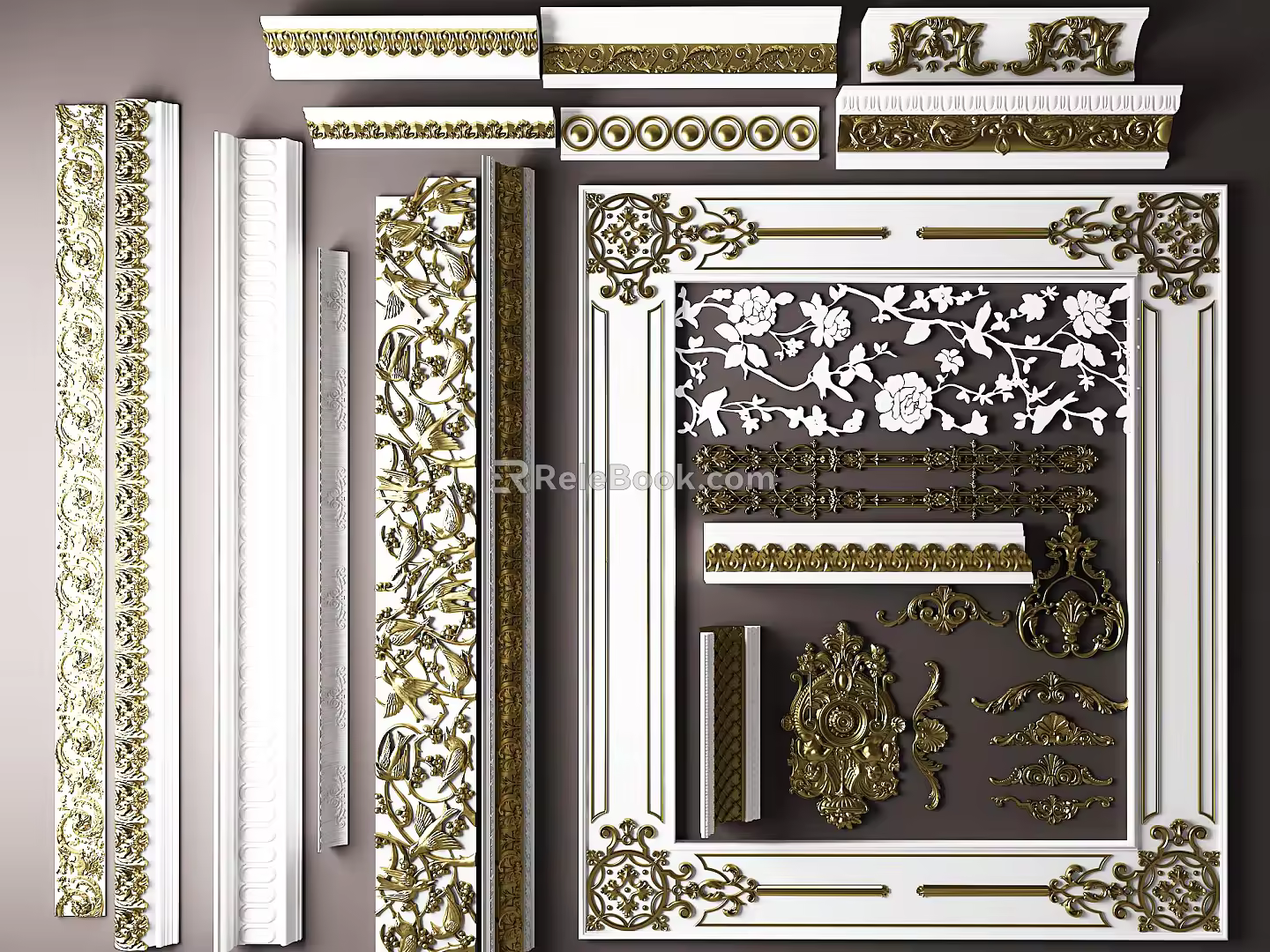 European plaster line carved carving component plaster line 3d model