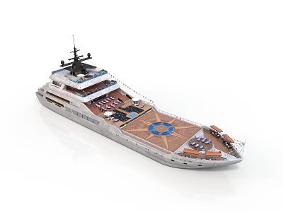 Luxury Yacht Water Transportation With Spacious Deck And Comfortable Seating Areas 3d model