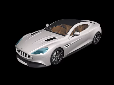 White Two Door Sports Car With Sleek Lines Black Roof Brown Interior And Black Wheels 3d model