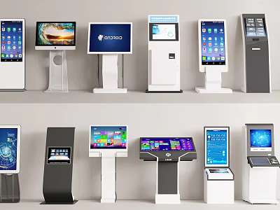 Public Facilities Self Service Kiosks With Various Designs And Touchscreen Displays 3d model