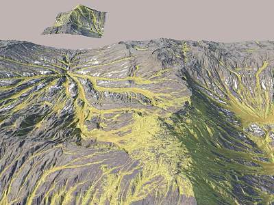3D Garden Landscape Terrain With Rolling Topographic Features And Yellow Green Textures 3d model