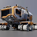 Orange And White 3D Tank Model With Multiple Tracks Solar Panels And Mechanical Parts