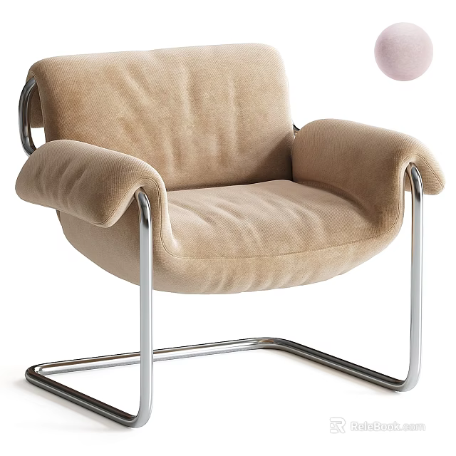 Modern Beige Fabric Sofa and Coffee Table Set with Metal Frame Design 3d model