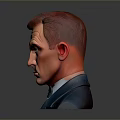 3D Rendered Man With Red Hair Blue Eyes Dark Blue Suit And Black Bow Tie