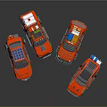 Red Toy Cars With Solar Panels Lights And Various Emergency Designs
