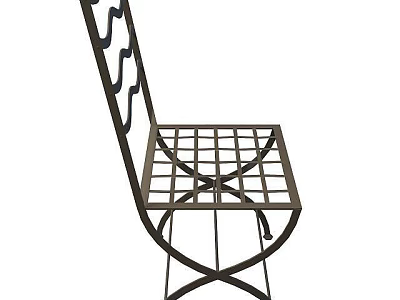 Technology Exhibition Hall Modern Metal Chair With Grid Seat And Curved Structure Design 3d model