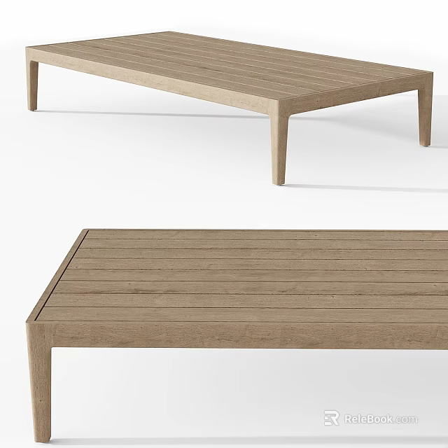 Wooden Dining Table with Clean Modern Design Long Rectangular Top and Slender Legs for Home Interior 3d model 