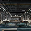 Modern Billiard Room Interior Design With Billiard Tables Contemporary Lighting And Comfortable Seating