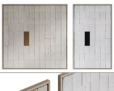 Two Decorative Wall Art Paintings With White Textured Background And Wooden Frames 3d model